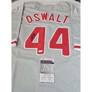 Roy Oswalt Autographed/Signed Jersey JSA COA Grey Custom Jersey